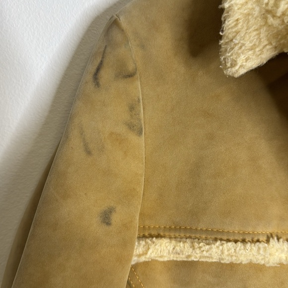 Vintage 70s Rancher Coat Mens Size medium Brown Faux Suede Shearling Ranch - Picture 2 of 8